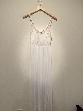 Japna Cream Maxi Dress with Delicate Lace